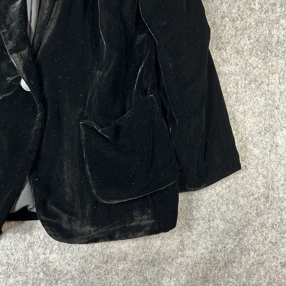 J Jill Blazer Jacket Medium Velvet Velour Textured Black Button Front Silk Rayon - Picture 6 of 9